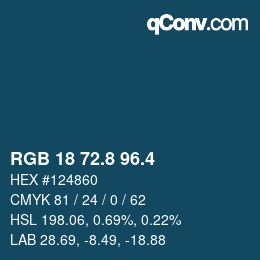 カラーコード: RGB 18 72.8 96.4 | qconv.com
