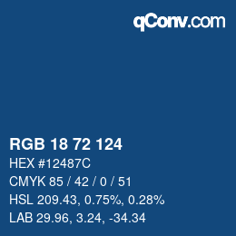 カラーコード: RGB 18 72 124 | qconv.com