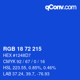 カラーコード: RGB 18 72 215 | qconv.com