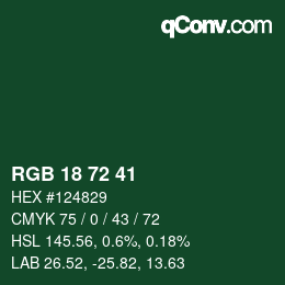 Color code: RGB 18 72 41 | qconv.com