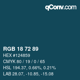 Color code: RGB 18 72 89 | qconv.com