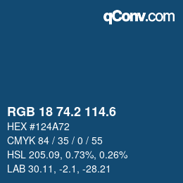 カラーコード: RGB 18 74.2 114.6 | qconv.com