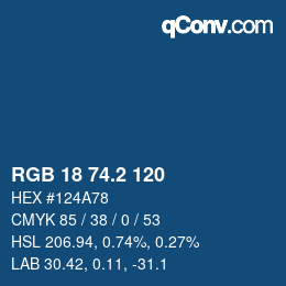カラーコード: RGB 18 74.2 120 | qconv.com
