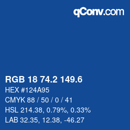 カラーコード: RGB 18 74.2 149.6 | qconv.com