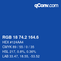 カラーコード: RGB 18 74.2 164.6 | qconv.com