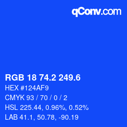 カラーコード: RGB 18 74.2 249.6 | qconv.com