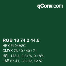 カラーコード: RGB 18 74.2 44.6 | qconv.com