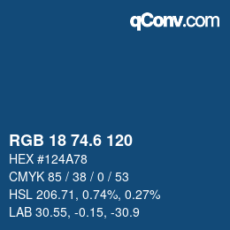 カラーコード: RGB 18 74.6 120 | qconv.com