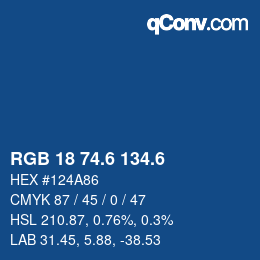 カラーコード: RGB 18 74.6 134.6 | qconv.com
