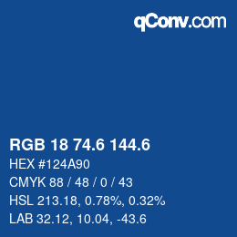 カラーコード: RGB 18 74.6 144.6 | qconv.com