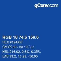 カラーコード: RGB 18 74.6 159.6 | qconv.com