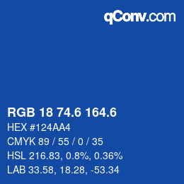 カラーコード: RGB 18 74.6 164.6 | qconv.com