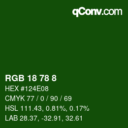 Color code: RGB 18 78 8 | qconv.com