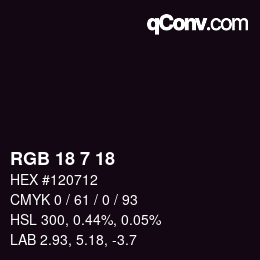 颜色代码: RGB 18 7 18 | qconv.com