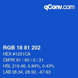 颜色代码: RGB 18 81 202 | qconv.com