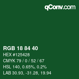 Color code: RGB 18 84 40 | qconv.com