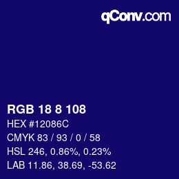 Color code: RGB 18 8 108 | qconv.com