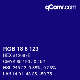 Color code: RGB 18 8 123 | qconv.com