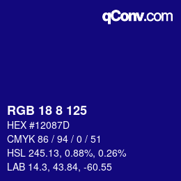 Color code: RGB 18 8 125 | qconv.com