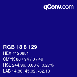 Color code: RGB 18 8 129 | qconv.com