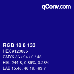 Color code: RGB 18 8 133 | qconv.com