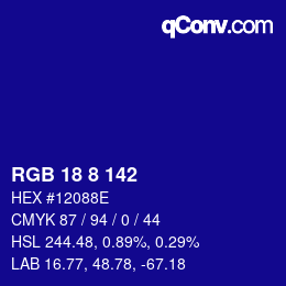 カラーコード: RGB 18 8 142 | qconv.com