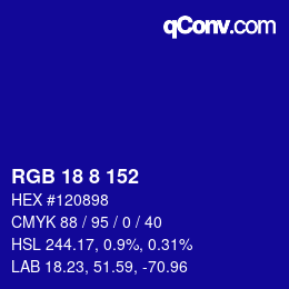 Color code: RGB 18 8 152 | qconv.com
