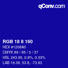Farbcode: RGB 18 8 160 | qconv.com