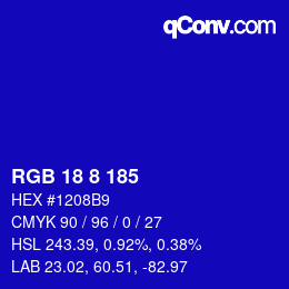 Color code: RGB 18 8 185 | qconv.com
