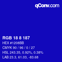 Color code: RGB 18 8 187 | qconv.com