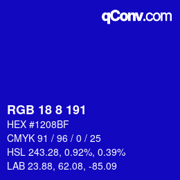 Color code: RGB 18 8 191 | qconv.com