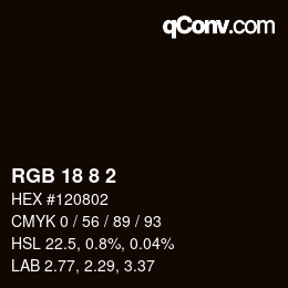 Color code: RGB 18 8 2 | qconv.com