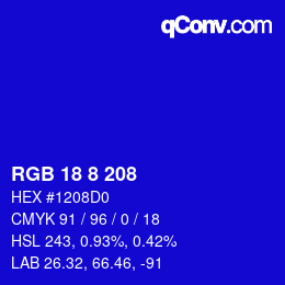カラーコード: RGB 18 8 208 | qconv.com
