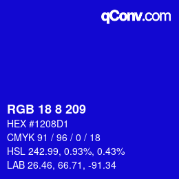 Color code: RGB 18 8 209 | qconv.com