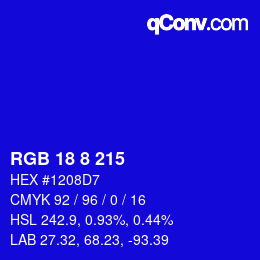 Color code: RGB 18 8 215 | qconv.com