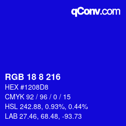 カラーコード: RGB 18 8 216 | qconv.com
