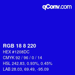 カラーコード: RGB 18 8 220 | qconv.com