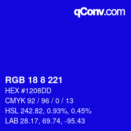 Color code: RGB 18 8 221 | qconv.com
