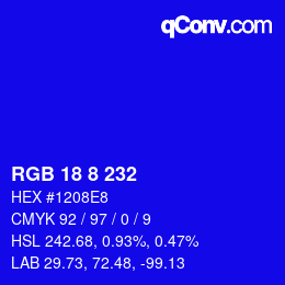 Color code: RGB 18 8 232 | qconv.com