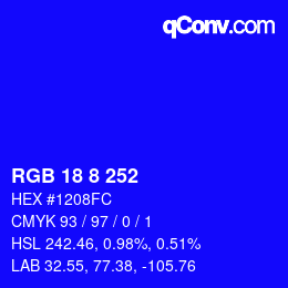 Color code: RGB 18 8 252 | qconv.com