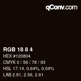 カラーコード: RGB 18 8 4 | qconv.com