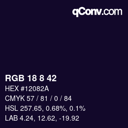 カラーコード: RGB 18 8 42 | qconv.com