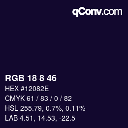 Color code: RGB 18 8 46 | qconv.com