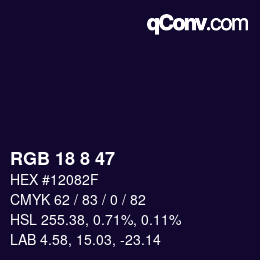 Color code: RGB 18 8 47 | qconv.com