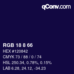 カラーコード: RGB 18 8 66 | qconv.com
