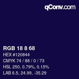 Color code: RGB 18 8 68 | qconv.com