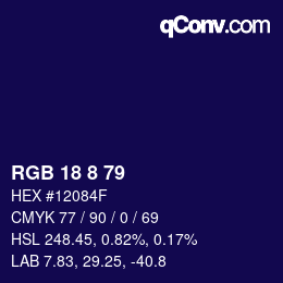 Color code: RGB 18 8 79 | qconv.com