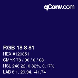 Color code: RGB 18 8 81 | qconv.com