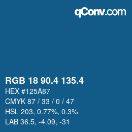 カラーコード: RGB 18 90.4 135.4 | qconv.com