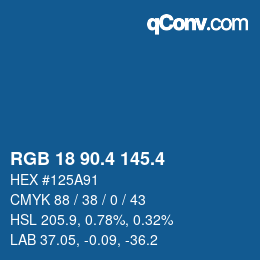 カラーコード: RGB 18 90.4 145.4 | qconv.com